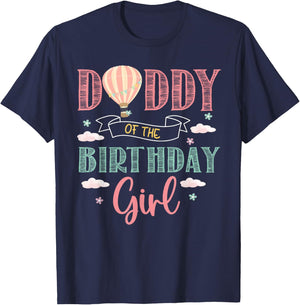 Daddy of The Birthday Girl Shirt Hot Air Balloon Father T-Shirt - T-Shirt | Navy
