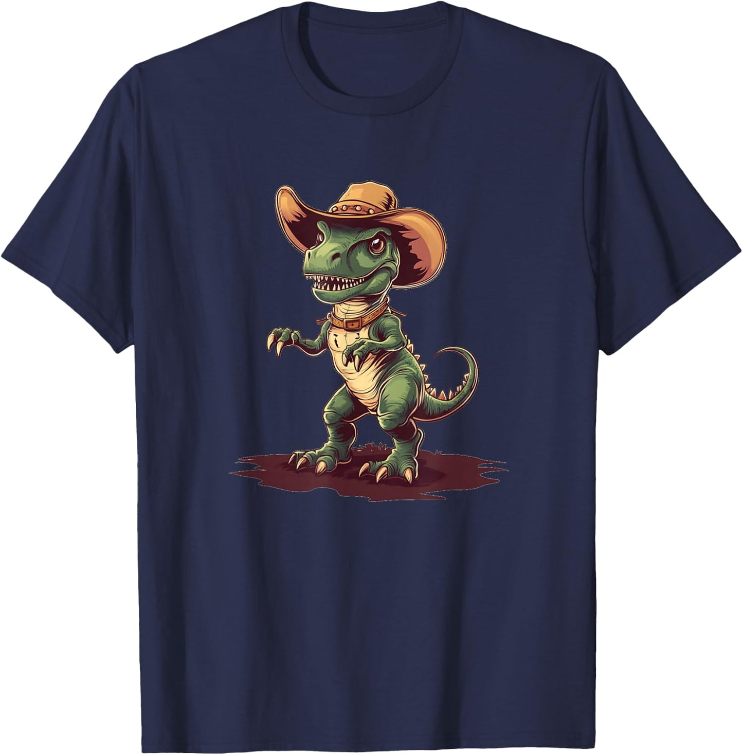 Nice Dinosaur Cowboy for Jurassic Ranch Lovers T-Shirt - T-Shirt | Navy
