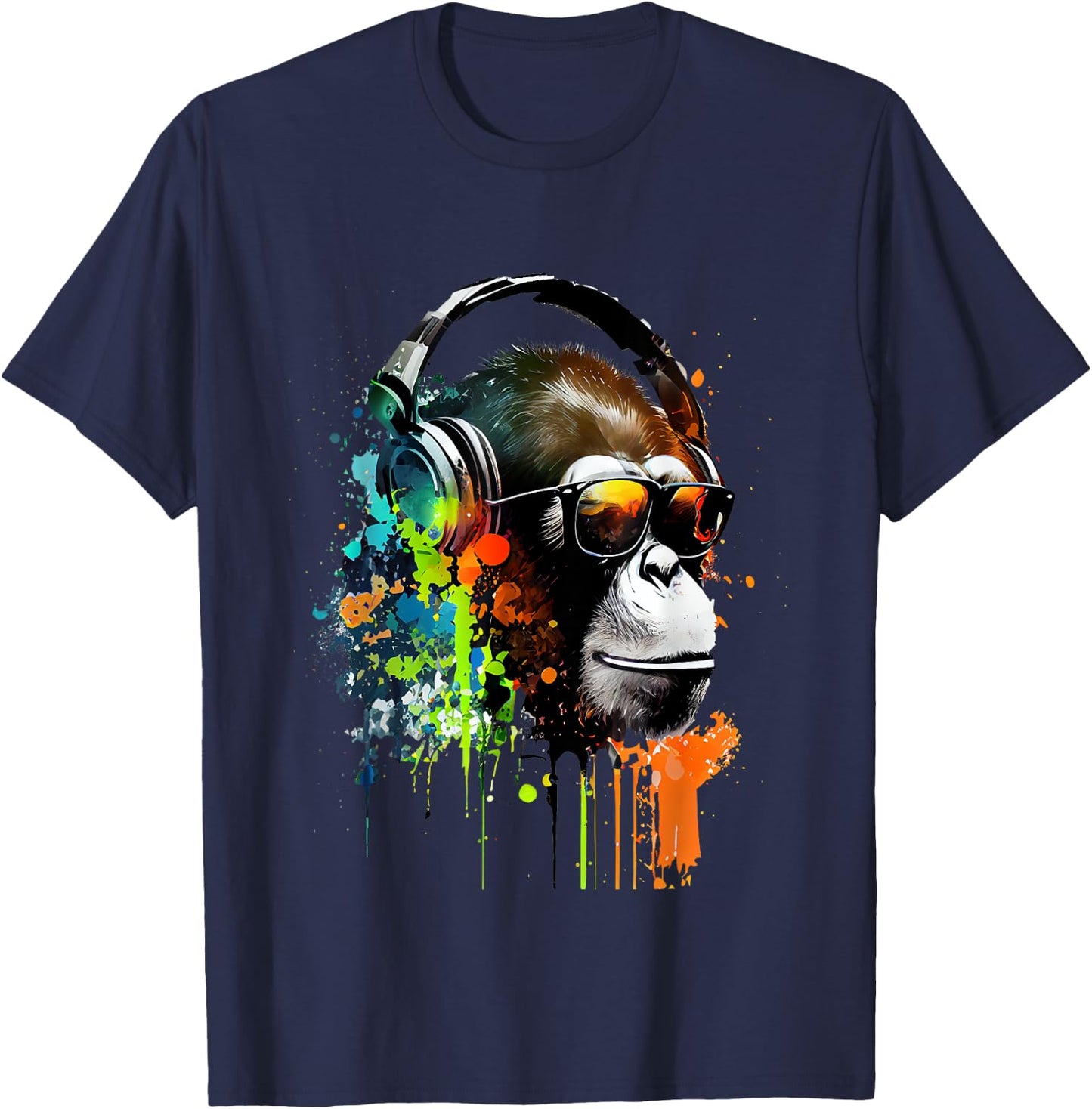 DJ Monkey monkey with sunglasses T-Shirt - T-Shirt | Navy