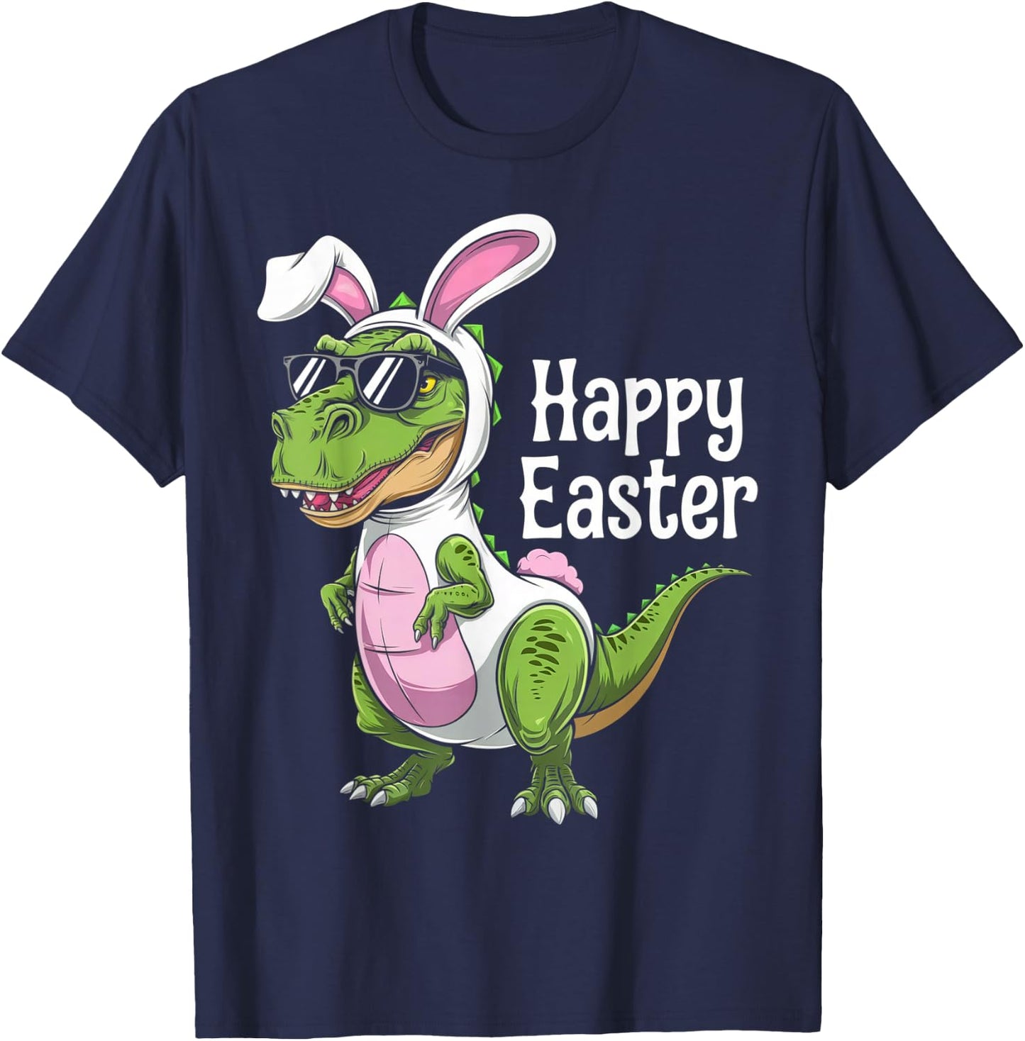 Dinosaur Easter Egg Hunt Bunny T-Shirt - T-Shirt | Navy