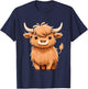 Cute Hairy Scottish Highland Cow T-Shirt - T-Shirt | Navy