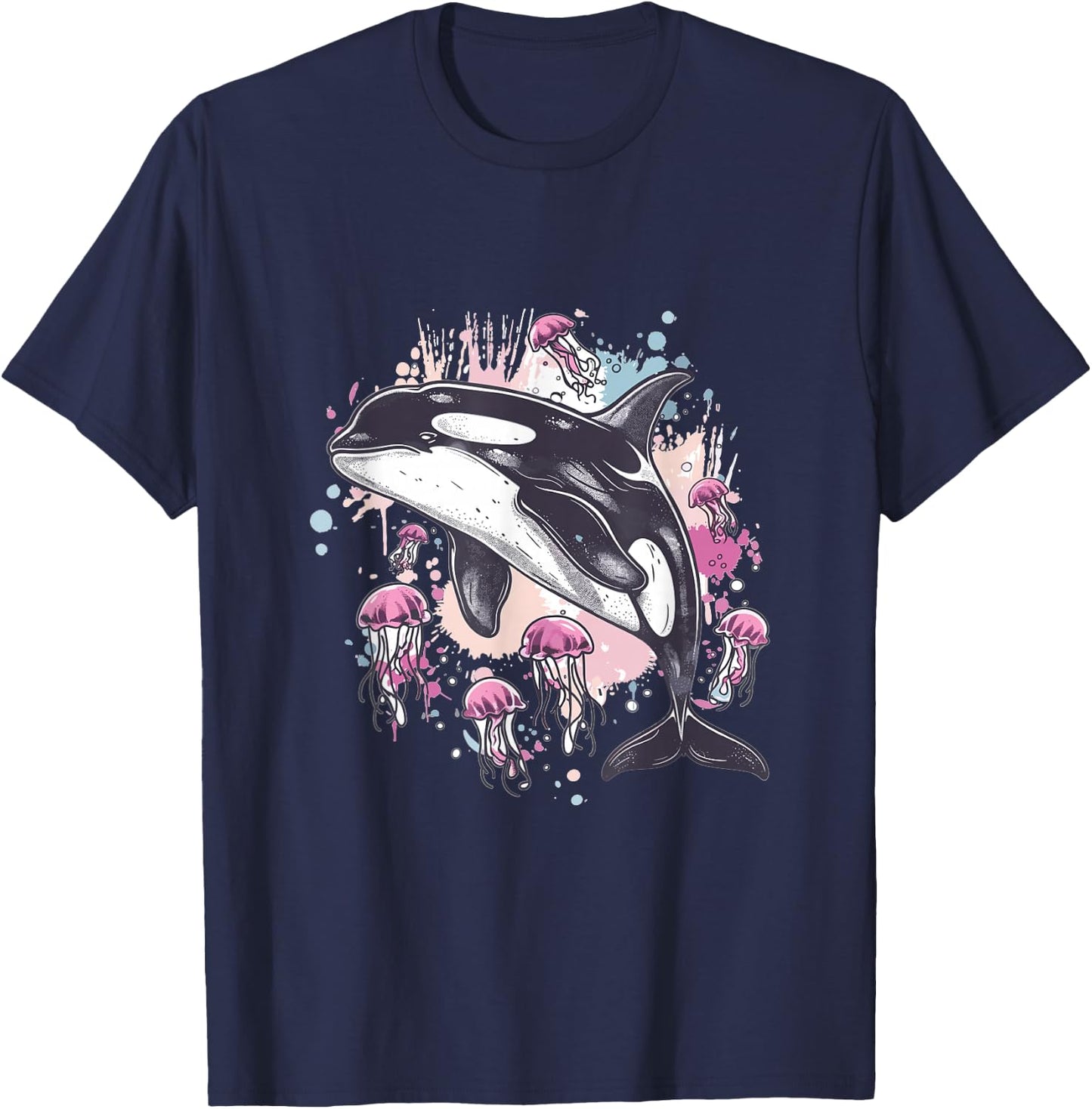 Orca Whale Jellyfish Graphic T-Shirt - T-Shirt | Navy