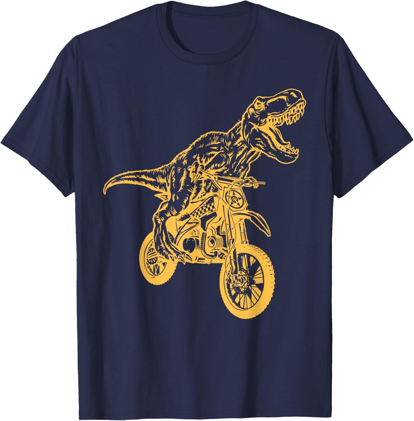 Motocross Dinosaur Dirtbike Dino - Dirt Bike Dinosaur T-Shirt - T-Shirt | Navy