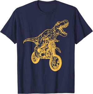 Motocross Dinosaur Dirtbike Dino - Dirt Bike Dinosaur T-Shirt - T-Shirt | Navy