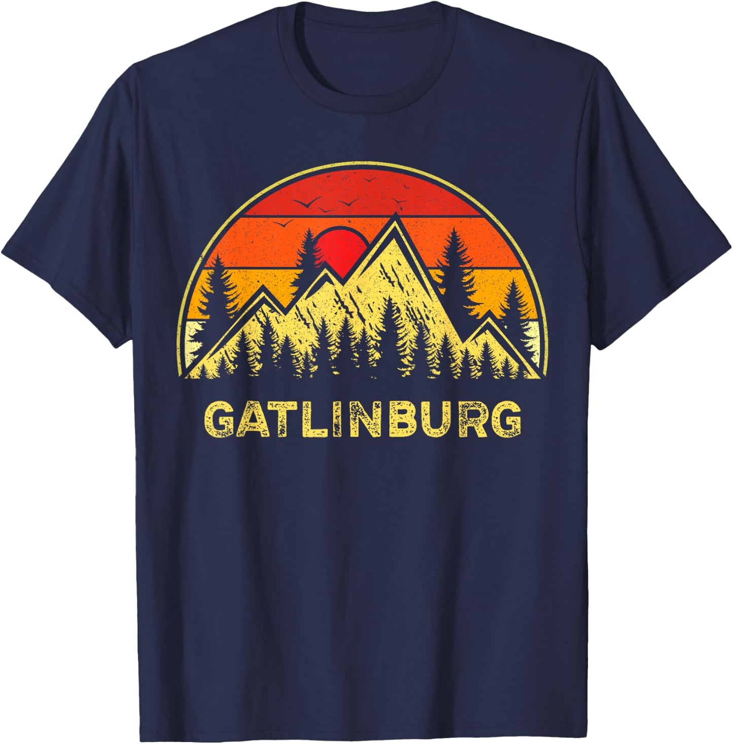 Vintage Gatlinburg Tennessee TN Mountains Hiking Souvenir T-Shirt - T-Shirt | Navy