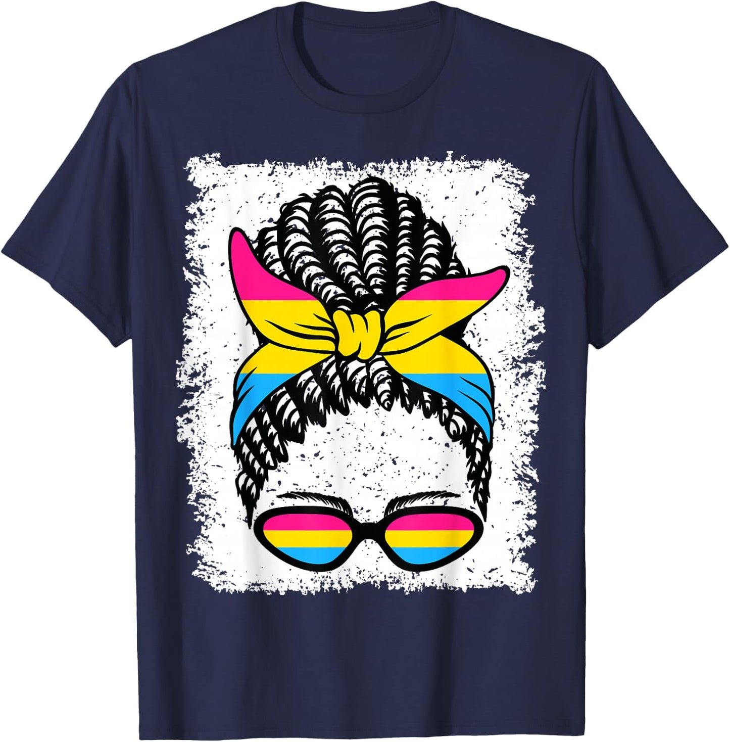 Pansexual Flag Black Girl T-Shirt - T-Shirt | Navy