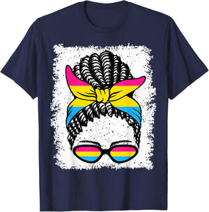 Pansexual Flag Black Girl T-Shirt - T-Shirt | Navy
