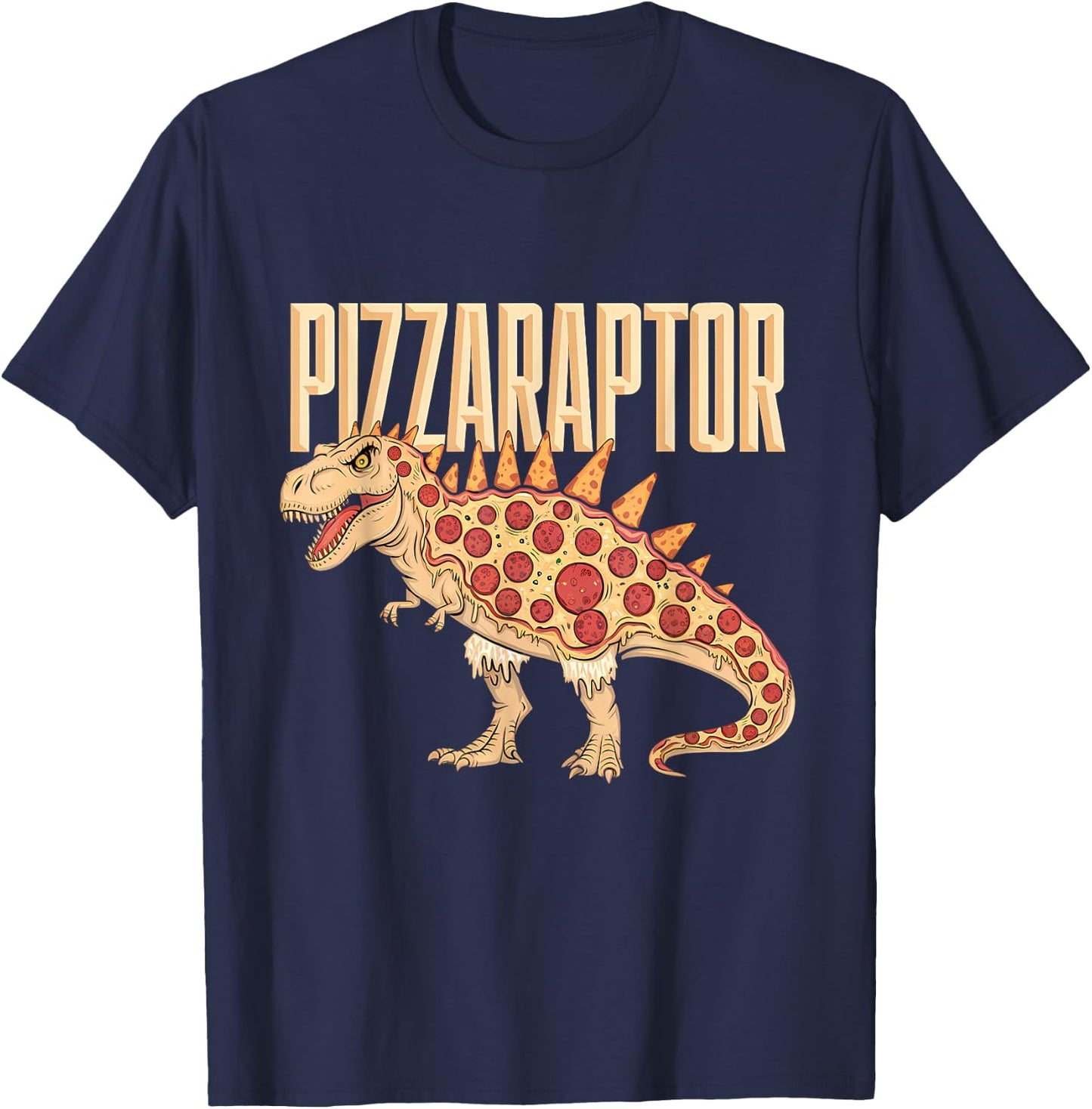 Pizza T-Rex Dino Fast Food Funny Pizza Dinosaur T-Shirt - T-Shirt | Navy