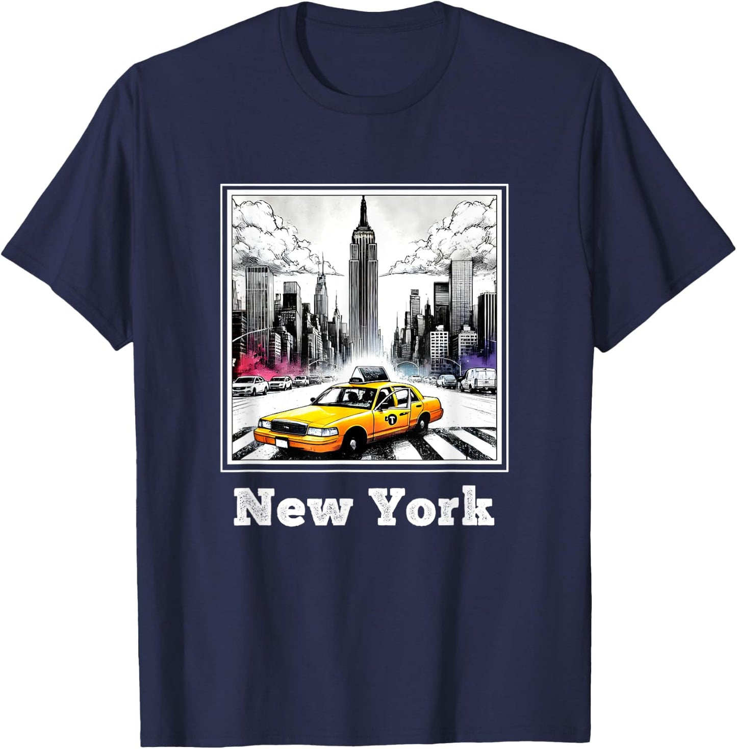 NYC New York Yellow Cab Taxi Gift Souvenir New York Taxi , Black, S T-Shirt - T-Shirt | Navy