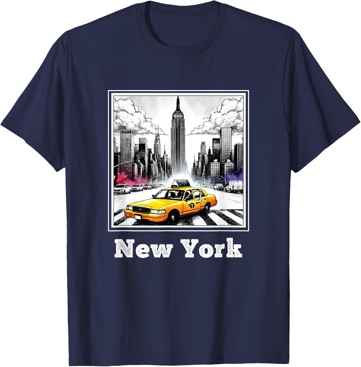 NYC New York Yellow Cab Taxi Gift Souvenir New York Taxi , Black, S T-Shirt - T-Shirt | Navy