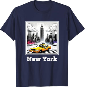 NYC New York Yellow Cab Taxi Gift Souvenir New York Taxi , Black, S T-Shirt - T-Shirt | Navy