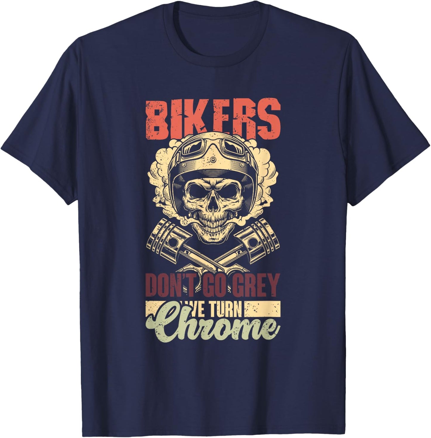 Motorcycle Skull Helmet Gift A Man Biker Biker , Black, S T-Shirt - T-Shirt | Navy