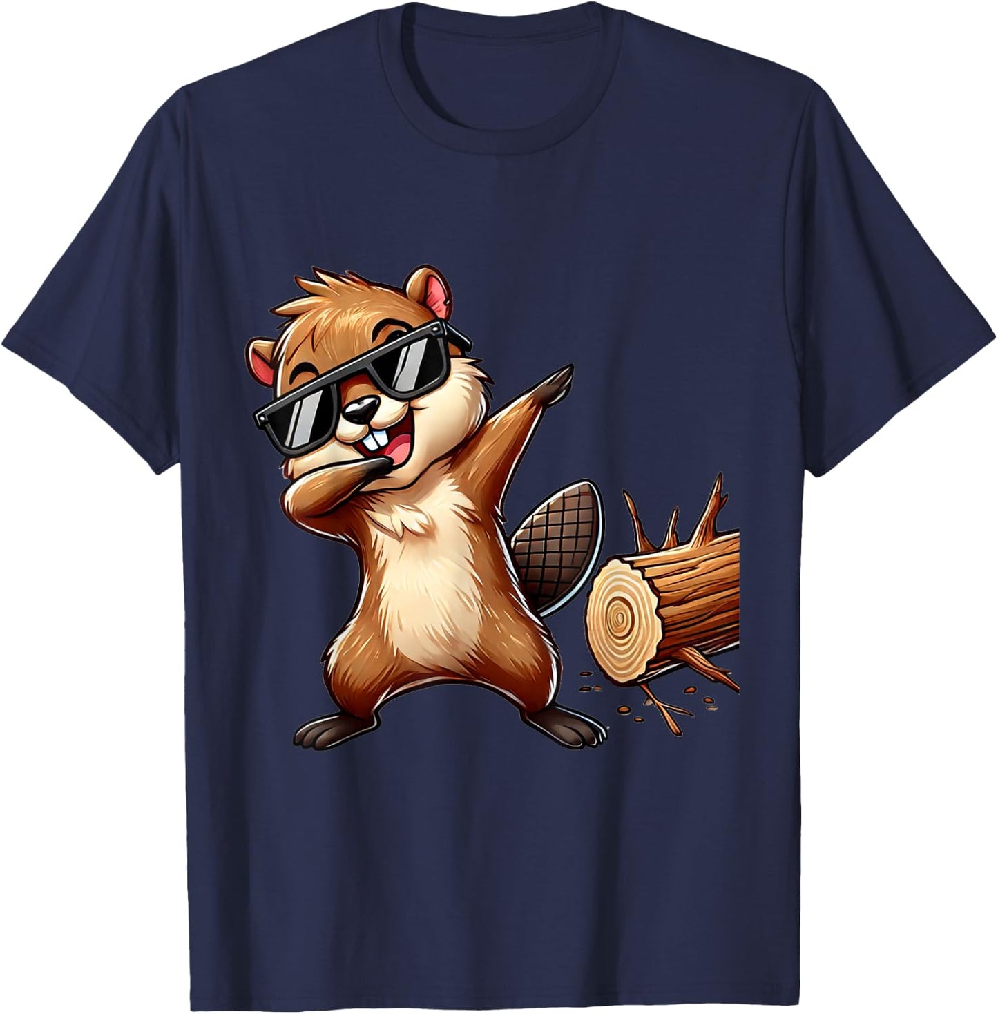 Dabbing Biber | Lustiger Biber Geschenk mit Bibermotiv Biber T-Shirt - T-Shirt | Navy