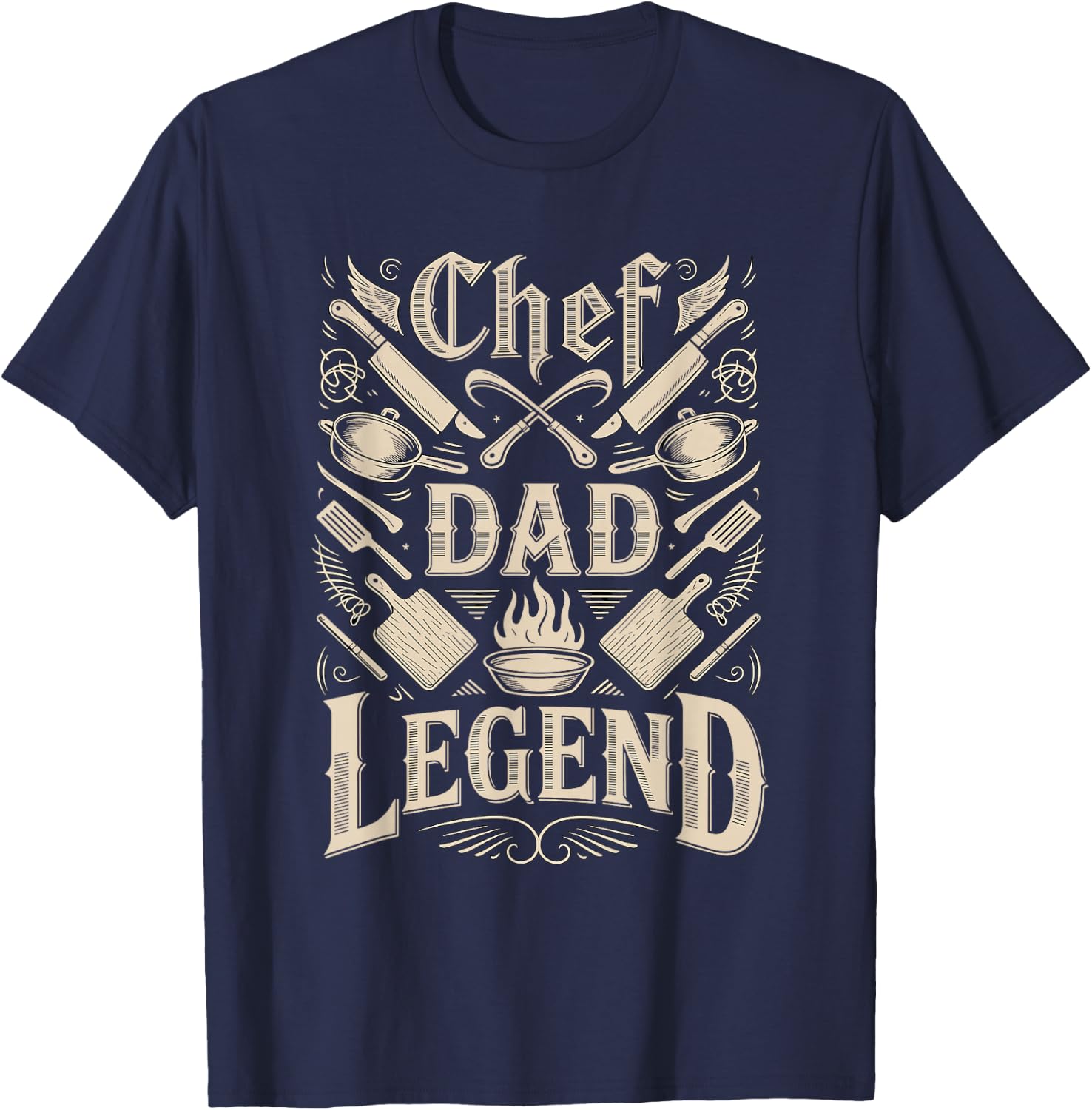 Chef Dad Legend Fathers Day Dad T-Shirt - T-Shirt | Navy
