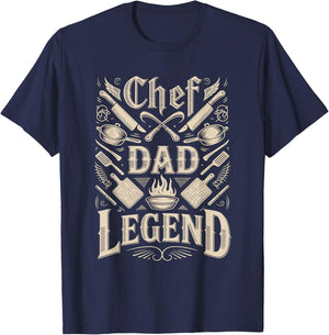 Chef Dad Legend Fathers Day Dad T-Shirt - T-Shirt | Navy