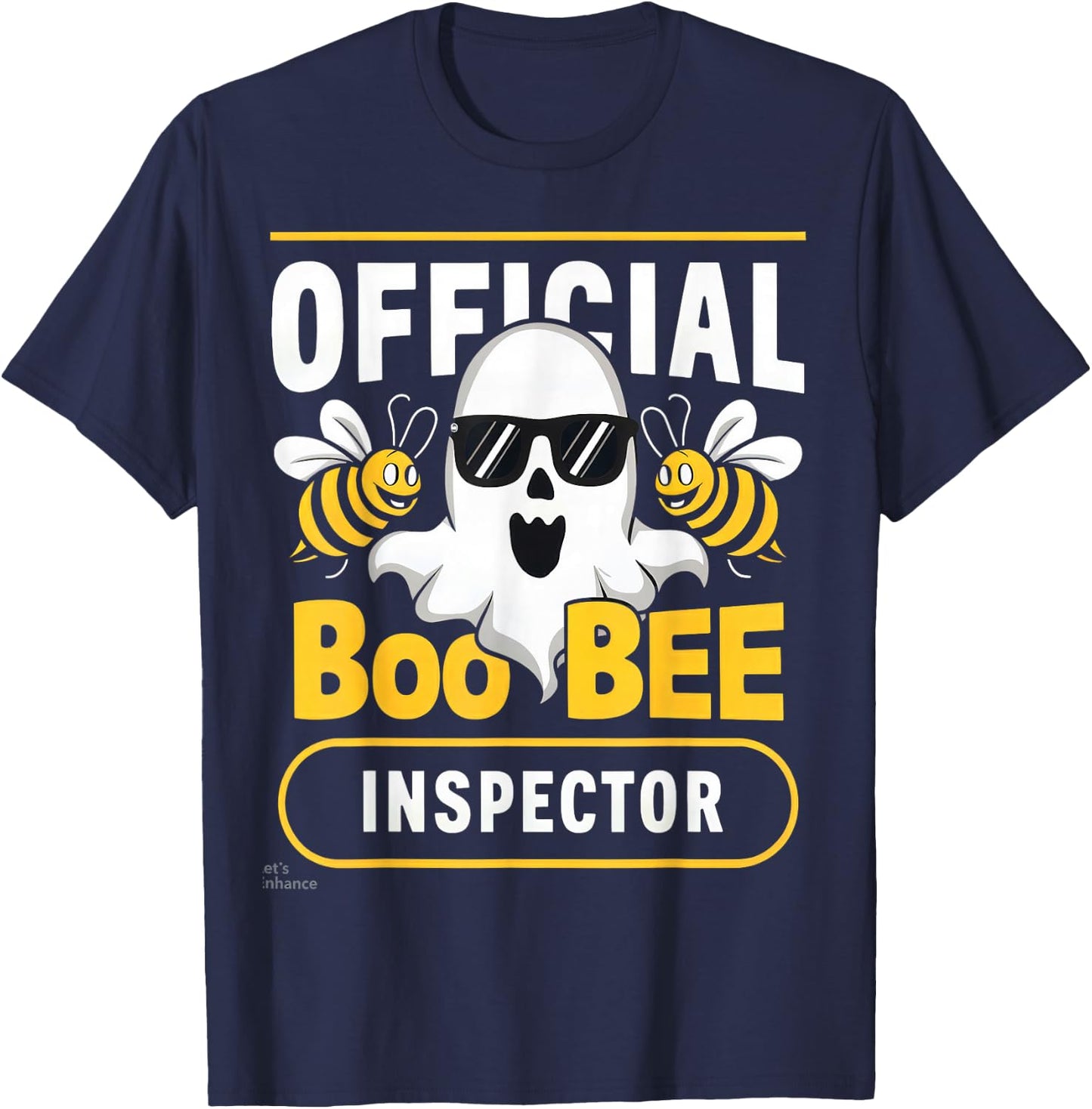 Official Boo Bee Inspector Halloween Humor Funny Ghost T-Shirt - T-Shirt | Navy