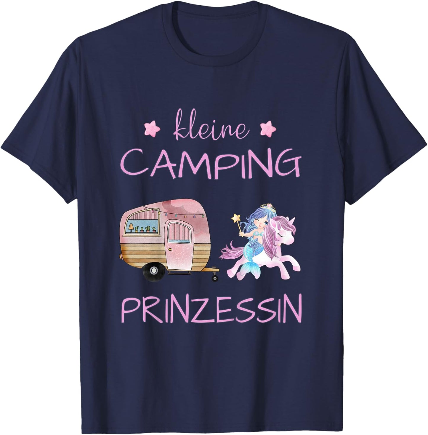 Kleine Camping Prinzessin - Einhorn Meerjungfrau Mädchen T-Shirt - T-Shirt | Navy