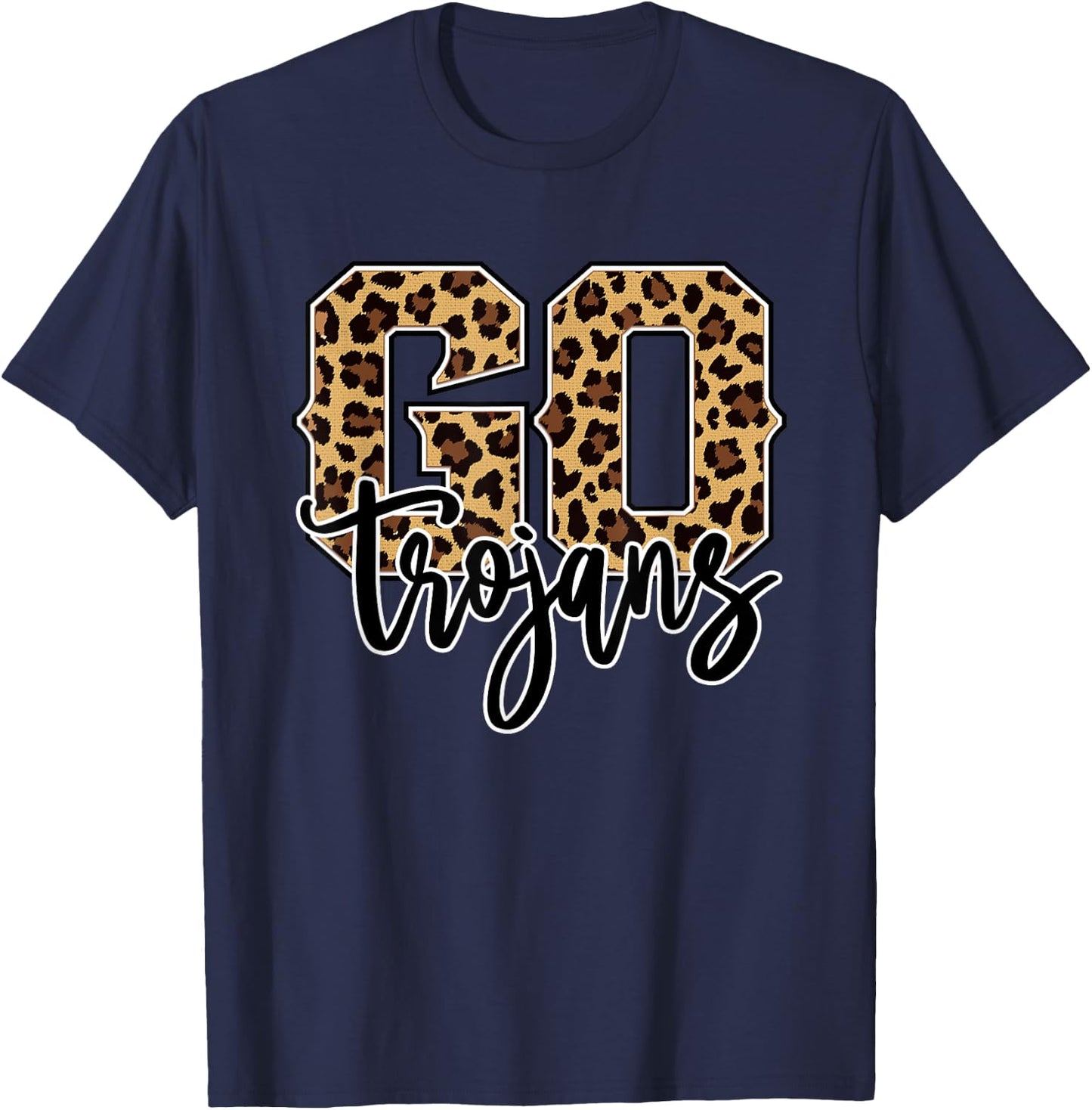 Trojans Go Trojans Leopard Print Graphic T-Shirt - T-Shirt | Navy