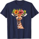 Cute Floral Giraffe With Flower Crown T-Shirt - T-Shirt | Navy
