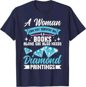 Diamond Artist Books Women Crafting Diamond Painting T-Shirt - T-Shirt | Navy