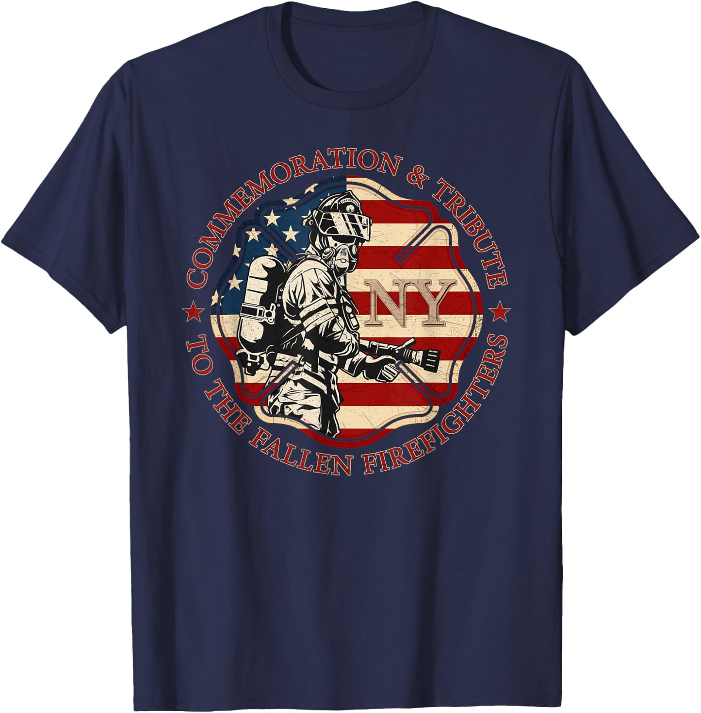The Fallen Firefighters Of New York New York Fire department T-Shirt - T-Shirt | Navy