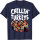 Chillin' With My Turkeys Funny Thanksgiving Family , -Adult, Black, Small, Short Sleeve T-Shirt - T-Shirt | Navy
