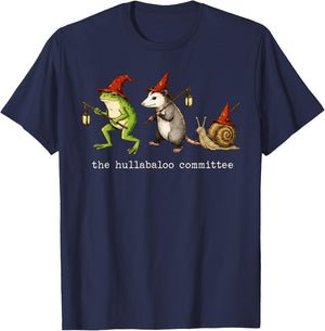 The Hullabaloo Committee Funny Frog Opossum Snail Meme T-Shirt - T-Shirt | Navy