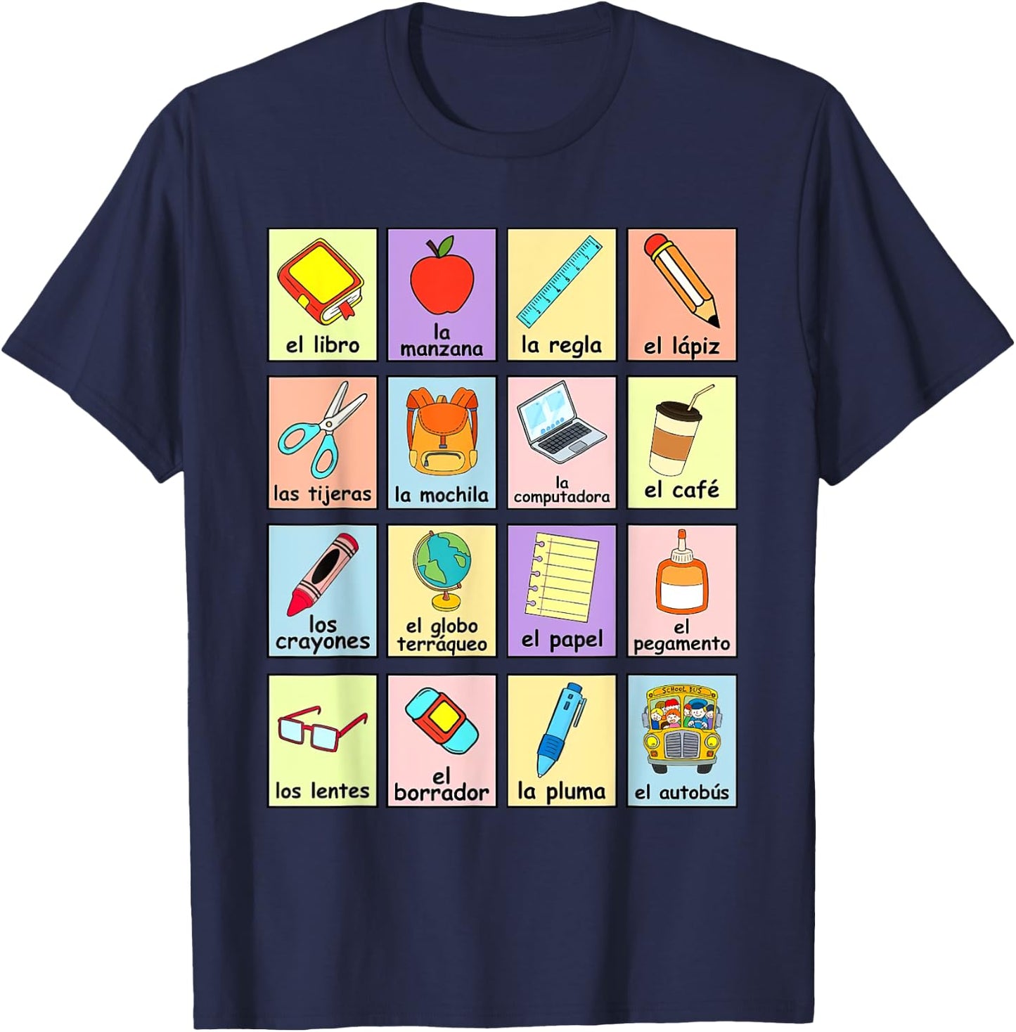 Dual Language Crew Bilingual Spanish Teacher Back to School Women T-Shirt - T-Shirt | Navy
