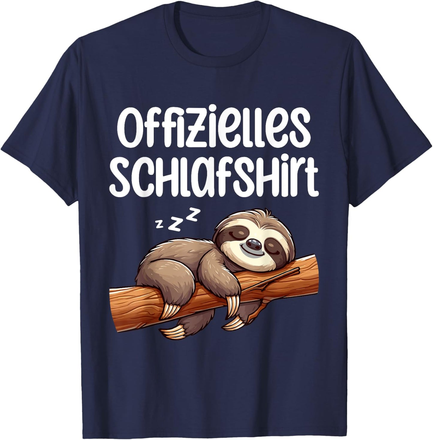 Official Sleep Shirt Cute Sloth Pyjamas Nightdress , black T-Shirt - T-Shirt | Navy