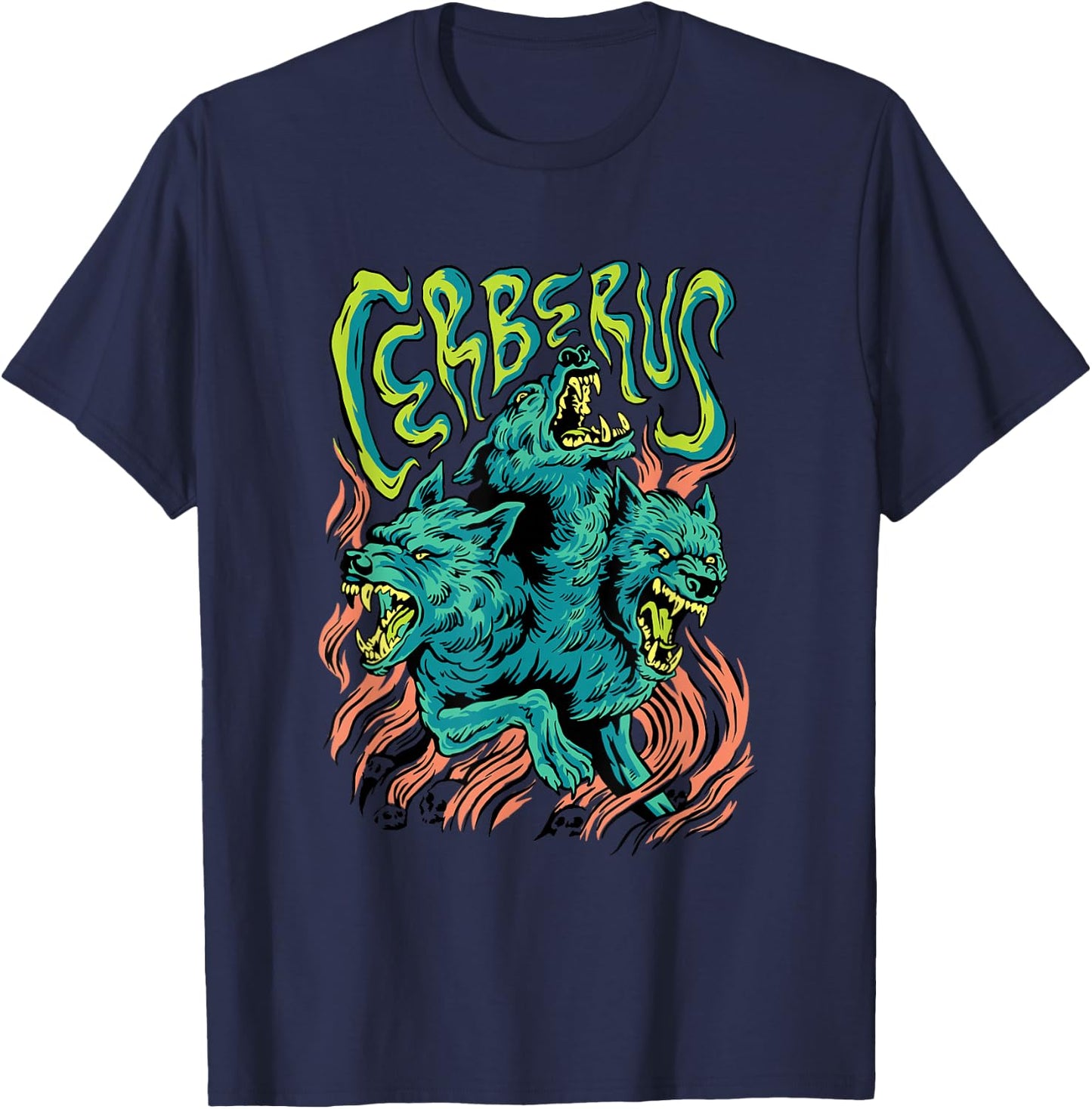 Cerberus - Creepy Three-Headed Dog Greek Mythology Lover T-Shirt - T-Shirt | Navy
