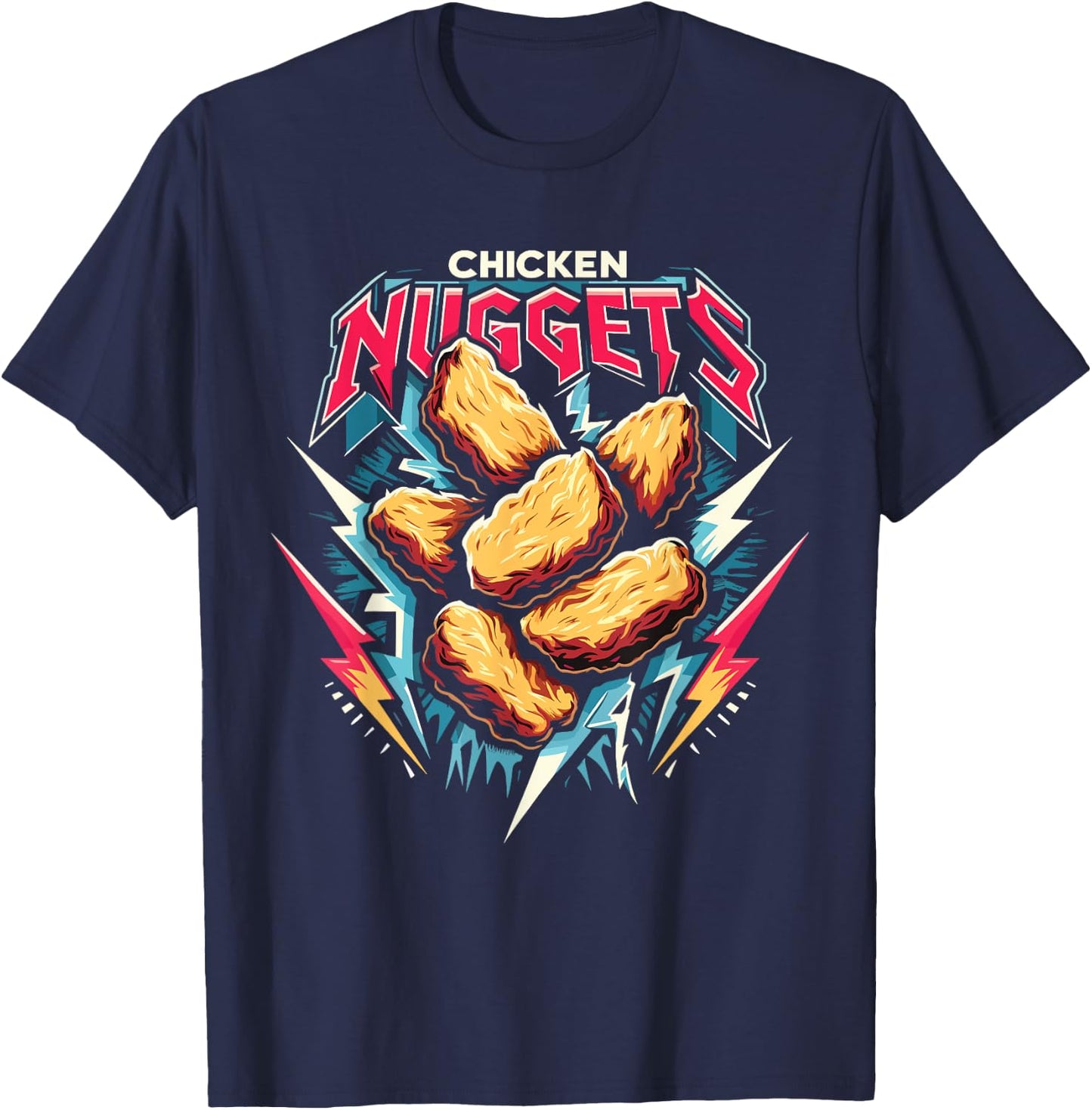 Chicken Nuggets Heavy Metal World Tour Hardcore Music T-Shirt - T-Shirt | Navy