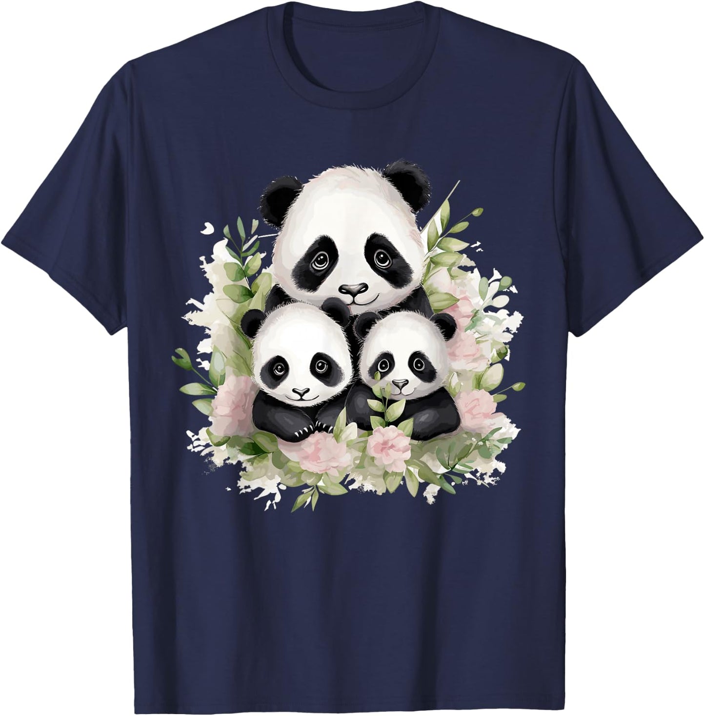 Cute Panda Lovers Kawaii Asian Bears Apparel Gifts Watercolor Panda -Adults & Kids Black Short Sleeve Classic Fit Small T-Shirt - T-Shirt | Navy