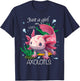 Just A Girl Who Loves Axolotls; Kawaii Axolotl Girl Kid T-Shirt - T-Shirt | Navy
