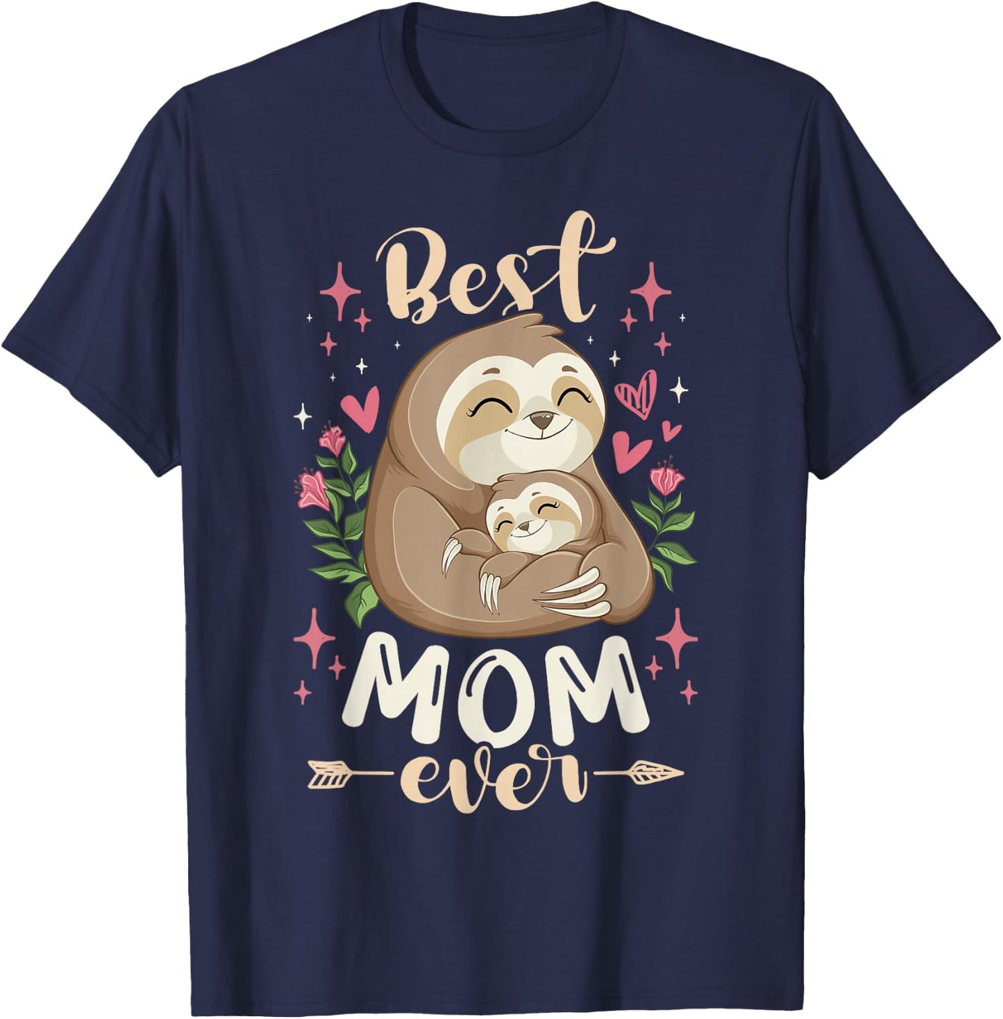 Best Mom Ever, Sloth Mother & Child, Mother's Day T-Shirt - T-Shirt | Navy