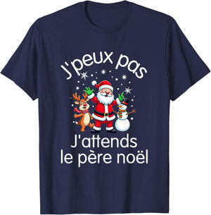 J'peux pas J'attends Le Père Noël sweater , Black, S T-Shirt - T-Shirt | Navy