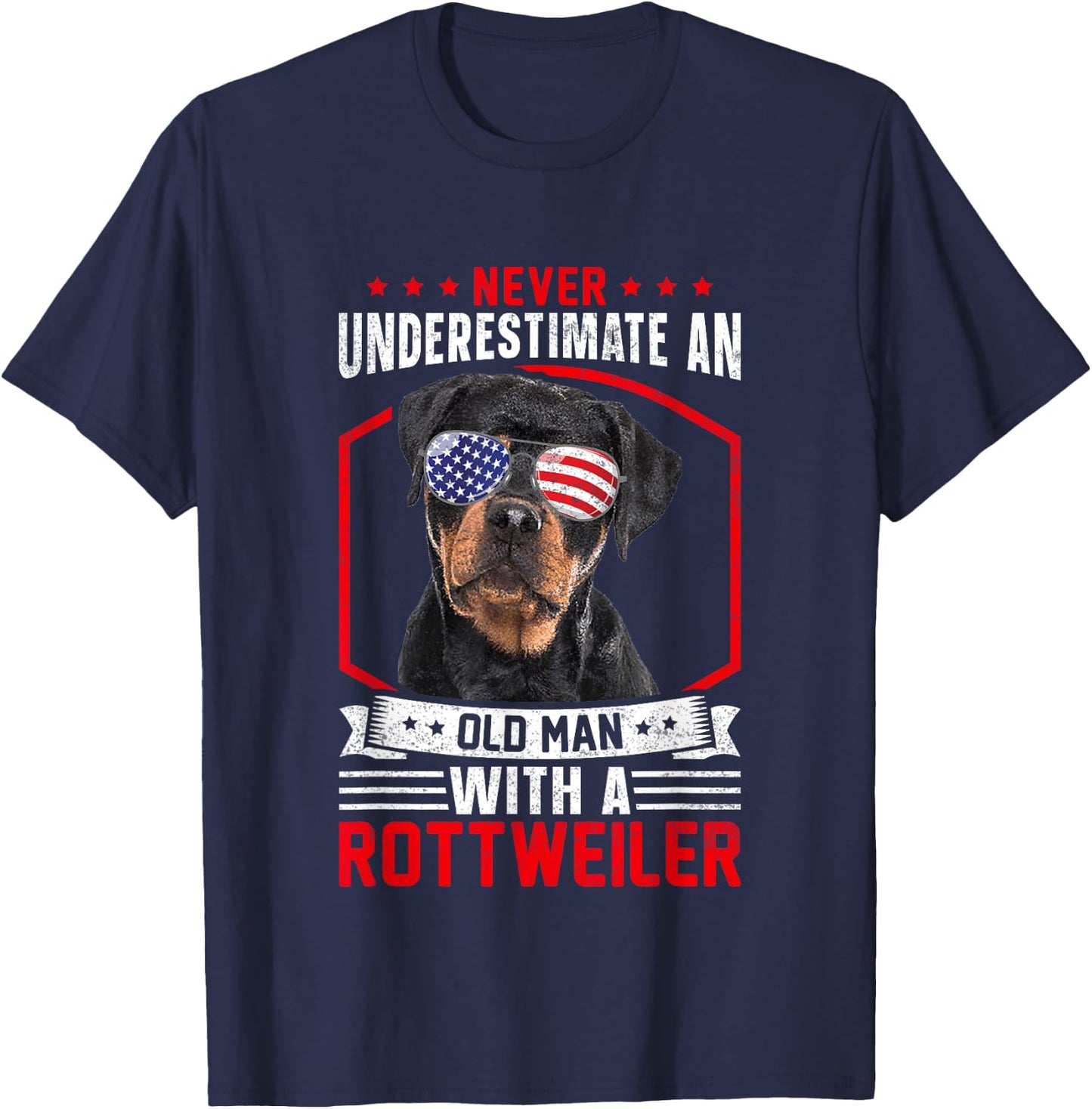 Grandpa Father Dog - Never Underestimate Old man Rottweiler T-Shirt - T-Shirt | Navy