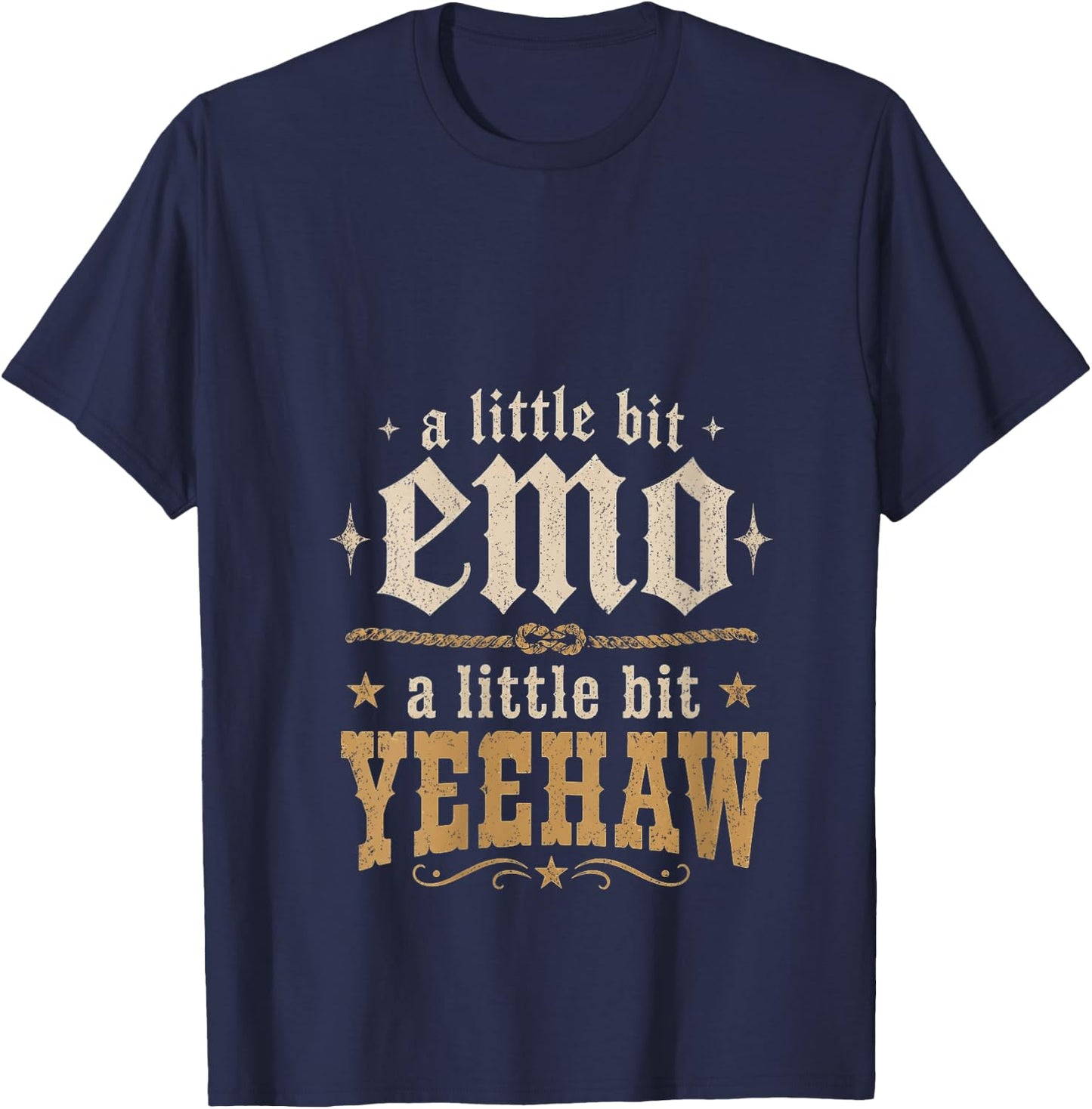 Women's A Little Bit Emo A Little Bit Yeehaw Funny Country Humor V-Neck T-Shirt - T-Shirt | Navy