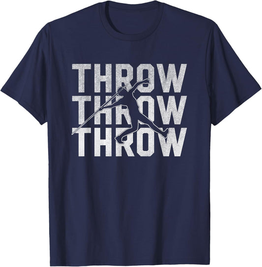 Javelin Throw Sports T Shirt Thrower Athlete Track T-Shirt - T-Shirt | Navy