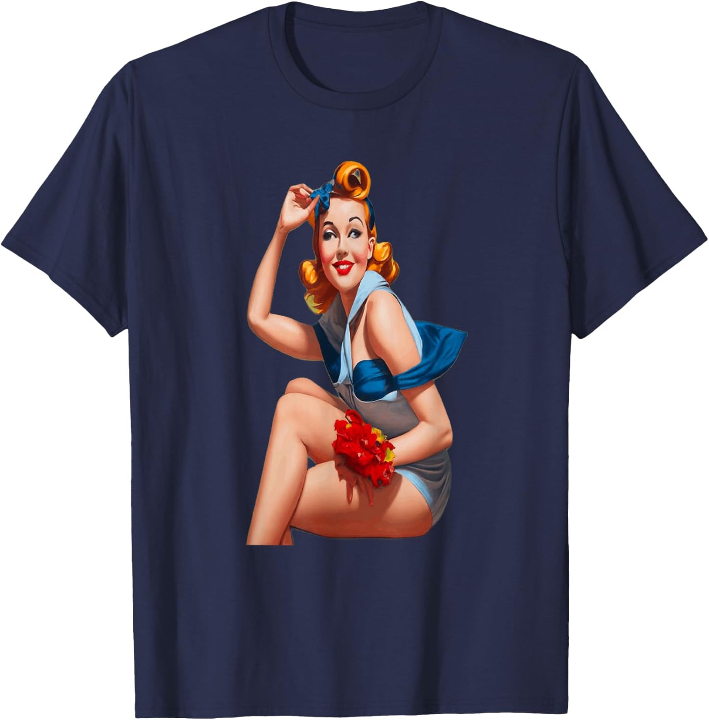 Femme pin up , Black, S T-Shirt - T-Shirt | Navy