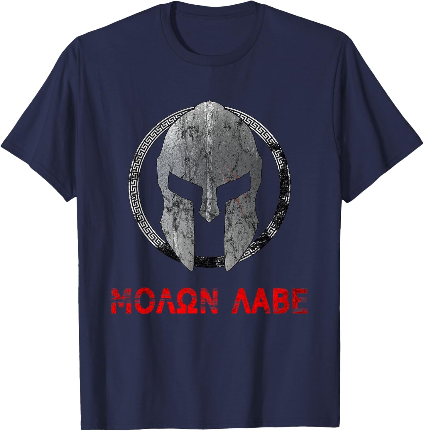 Molon Labe Vintage Spartan Warrior Helmet, Black, S T-Shirt - T-Shirt | Navy
