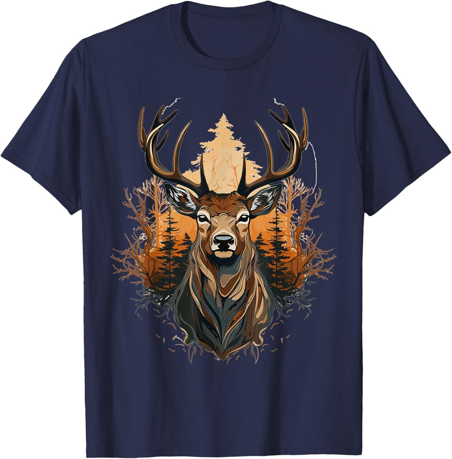 Deer, Wild Suede, Hunter , Black, S T-Shirt - T-Shirt | Navy