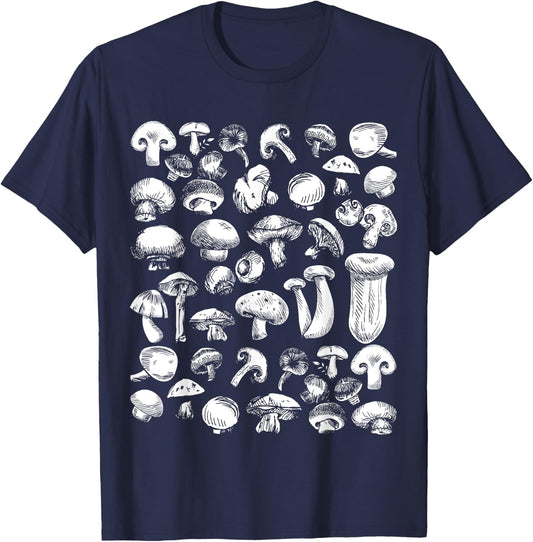 Wild Mushroom Shirt | Mycology Fungiphile Fungi Foraging T-Shirt - T-Shirt | Navy