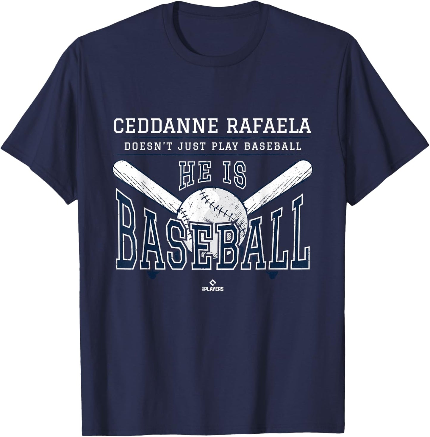 He is Baseball Ceddanne Rafaela Boston Baseball MLBPA T-Shirt - T-Shirt | Navy