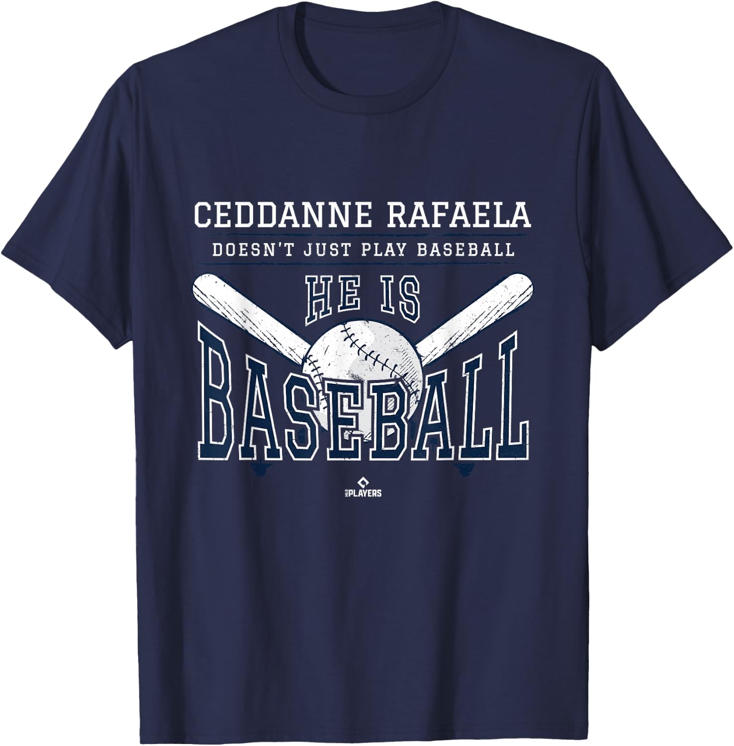 He is Baseball Ceddanne Rafaela Boston Baseball MLBPA T-Shirt - T-Shirt | Navy
