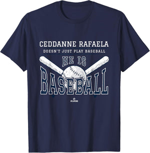 He is Baseball Ceddanne Rafaela Boston Baseball MLBPA T-Shirt - T-Shirt | Navy