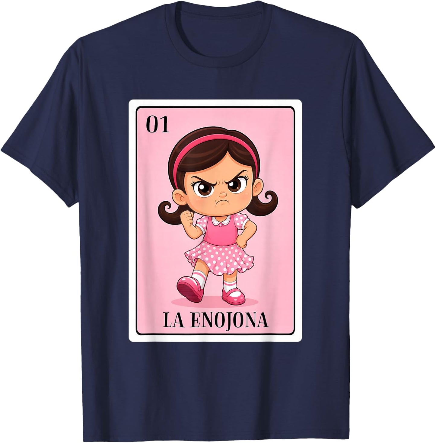 Latina La Enojona Angry Girl Chicana Mexican Bingo Card T-Shirt - T-Shirt | Navy