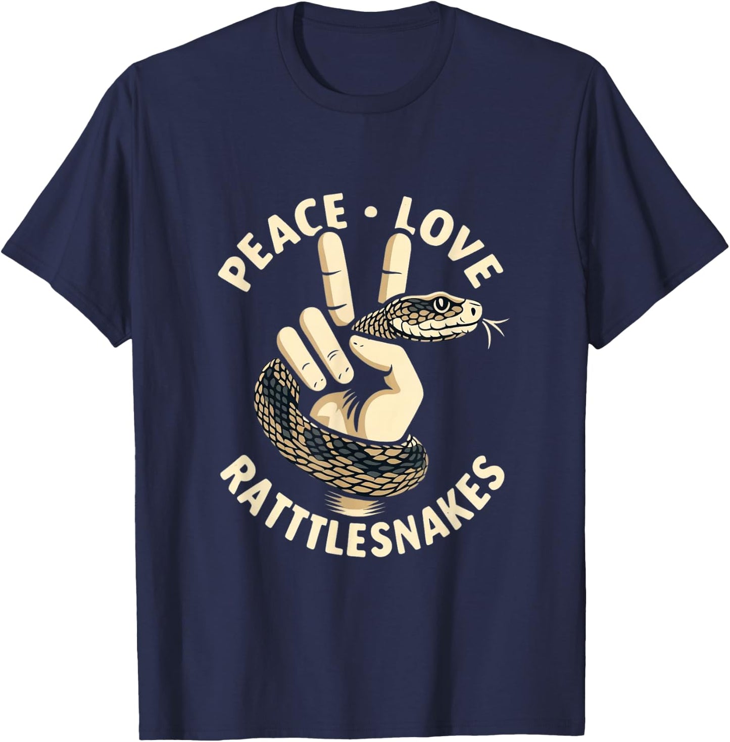 Rattlesnake Shirt Snake Herpetology Peace Love Rattlesnake T-Shirt - T-Shirt | Navy