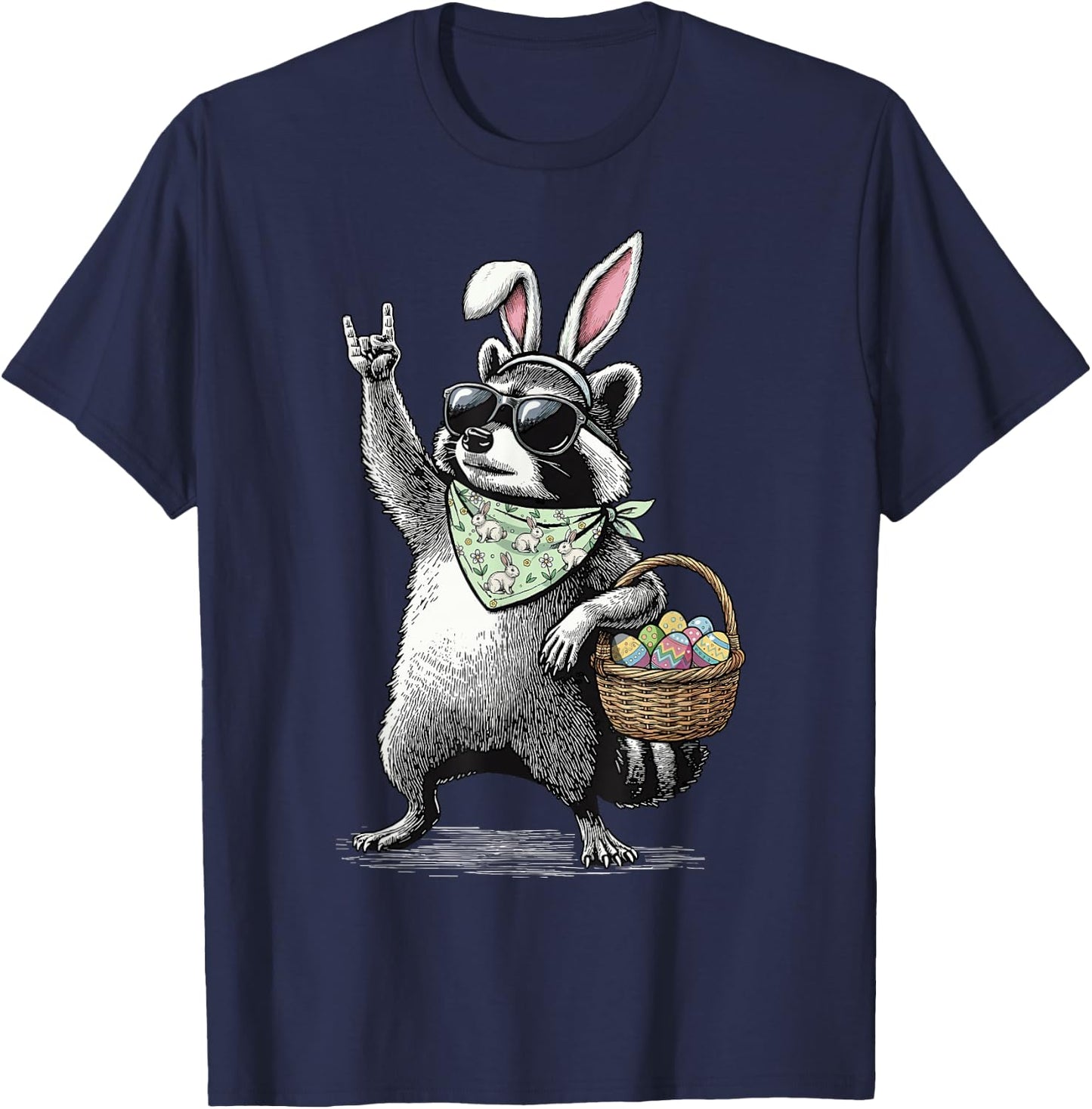 Retro Ostern Waschbär Lustiges Ostern T-Shirt - T-Shirt | Navy