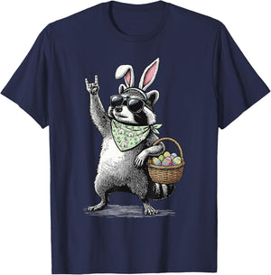 Retro Ostern Waschbär Lustiges Ostern T-Shirt - T-Shirt | Navy