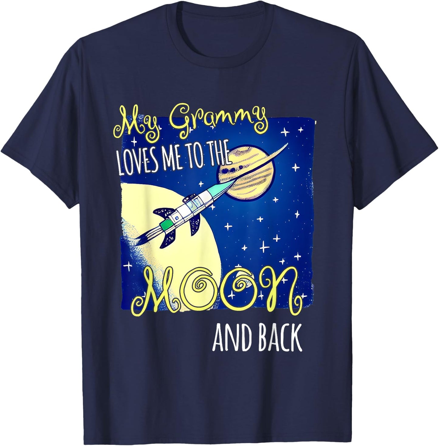 My Grammy Loves Me to the Moon and Back | Grammie Lover T-Shirt - T-Shirt | Navy
